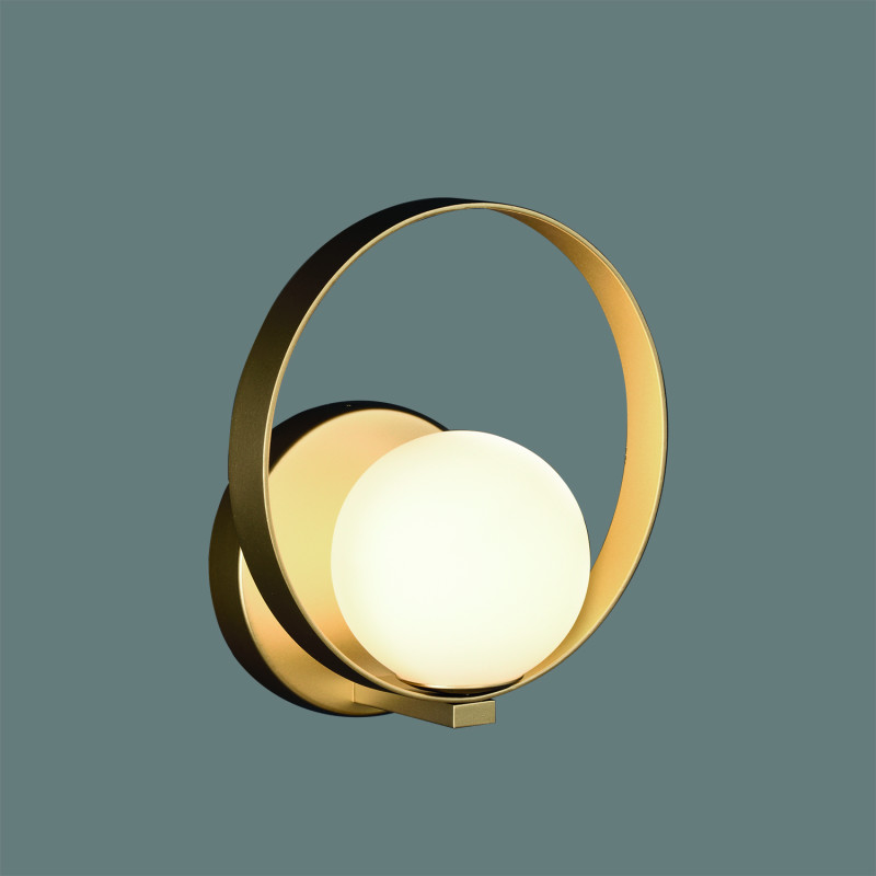 Halo Wall Lamp Tech. Gold/Opal, LED 5W 370lm, CRI90 CL.I, Kelvin 2700K-3000K Slide Switch, Dim. DALI/Push, ON-DEMAND **