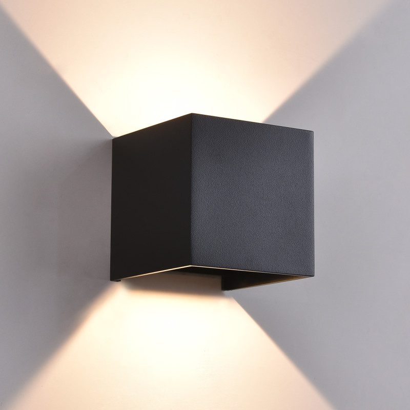 Kendo Wall Lamp 100 mm Black, LED 2x5.5W 1060lm, CRI90 CL.I IP65, Kelvin 2700K-3000K Slide Switch, MULTI-PACK