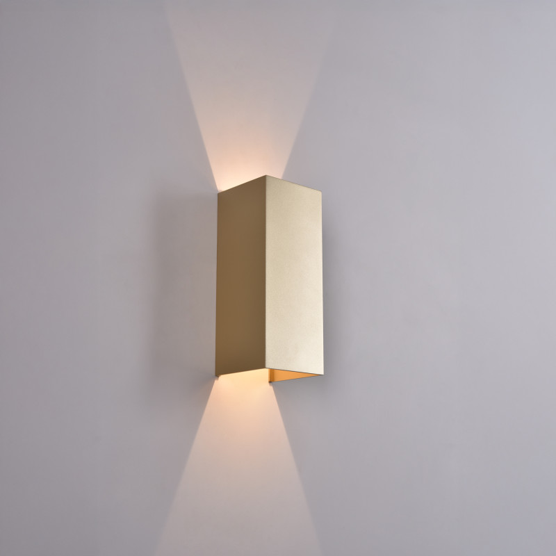 Kendo Wall Lamp 250 mm Tech Gold, LED 2x5.5W 1060lm, CRI90 CL.I IP65, Kelvin 2700K-3000K Slide Switch, MULTI-PACK