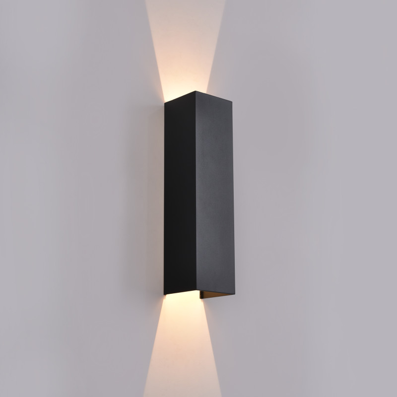 Kendo Wall Lamp 400 mm Black, LED 2x5.5W 1060lm, CRI90 CL.I IP65, Kelvin 2700K-3000K Slide Switch, MULTI-PACK
