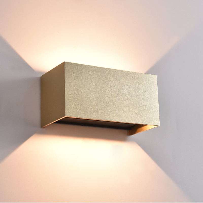 Kendo Wall Lamp 200x100mm Tech Gold, LED 4x5.5W 2120lm, CRI90 CL.I IP65, Kelvin 2700K-3000K Slide Switch, Dim. Triac, MULTI-PACK