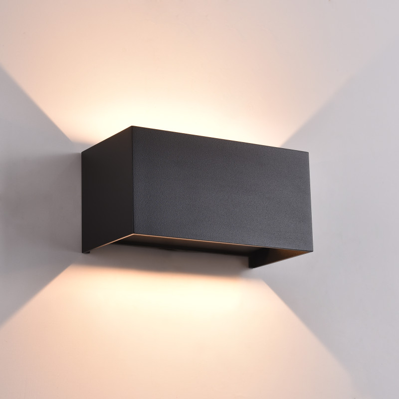 Kendo Wall Lamp 200x100mm Black, LED 4x5.5W 2120lm, CRI90 CL.I IP65, Kelvin 2700K-3000K Slide Switch, Dim. DALI/Push, MULTI-PACK