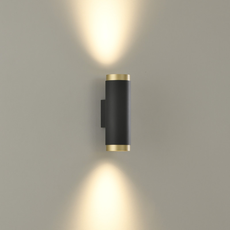 Lux Wall Lamp 16/3989-2 Tech Gold/Black, LED COB 2x6W 4000K 1550lm, CRI90 CL.I, Dim. Triac, ON-DEMAND **