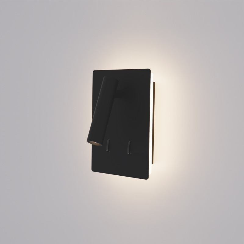 Manat MINI Wall Lamp 16/3568M Black, LED 4W 3000K 330lm + 3W 3000K 285lm, CRI90 CL.I, Two switches, Adjustable