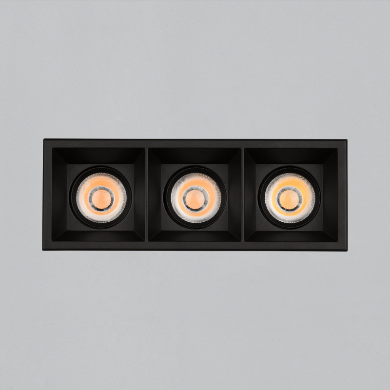 Move Recessed 3984/8 Cuadrado Black, LED COB 3x12W 3915lm, CRI90 CL.II IP44/IP20, Kelvin 2700K-3000K Slide Switch, MULTI-PACK