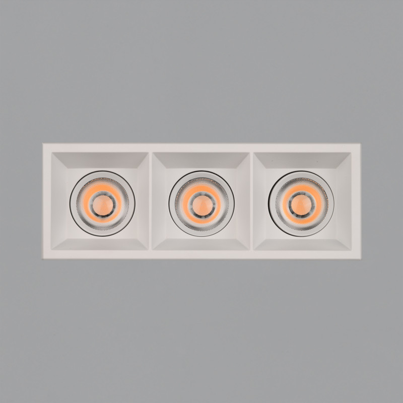 Move Recessed 3984/8 Cuadrado White, LED COB 3x12W 3915lm, CRI90 CL.II IP44/IP20, Kelvin 2700K-3000K Slide Switch, Dim. DALI/Pus