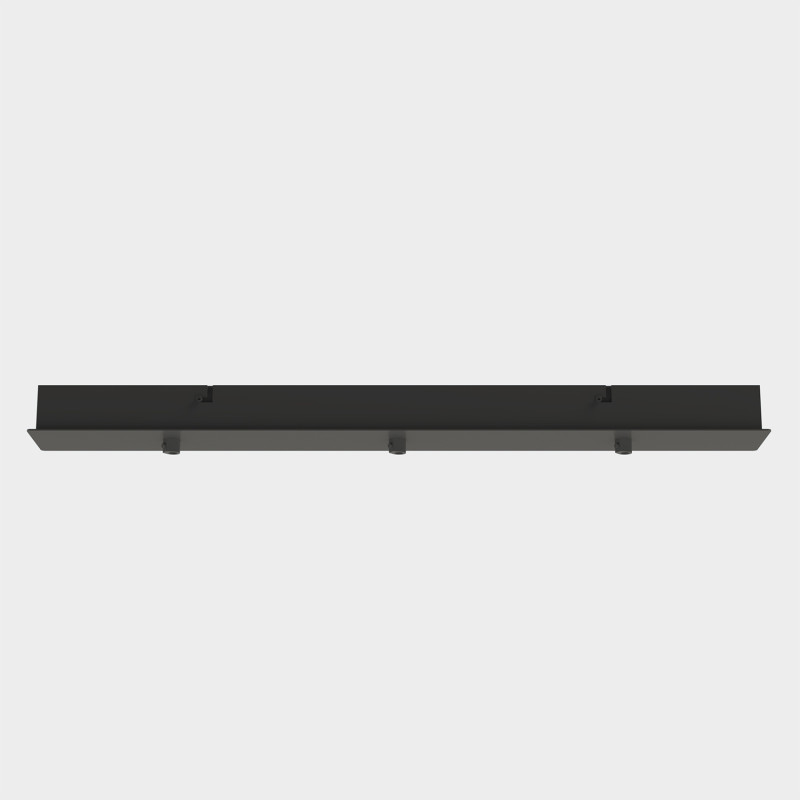 Rectangular multiple base 680x87 mm with 3 outlets Black