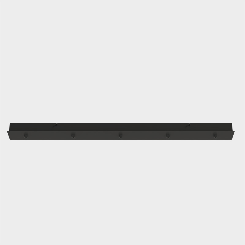 Rectangular multiple base 1000x87 mm with 5 outlets Black