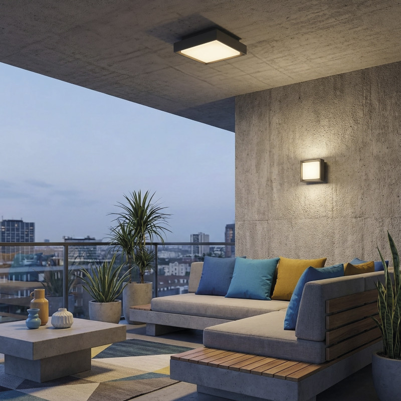 Nexus stropné svietidlo 2083/15 Anthracite, LED 10W 630lm, CRI90 CL.I IP65, Kelvin 2700K-3000K Slide Switch