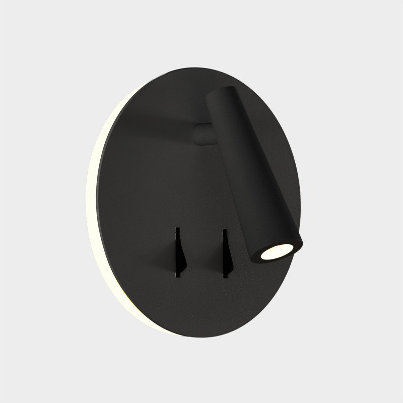 Panau Wall Lamp 16/3660 Black, LED 6W 3000K 540lm + 3W 3000K 212lm, CRI90 CL.I, Integrated LED, Two switches, Adjustable