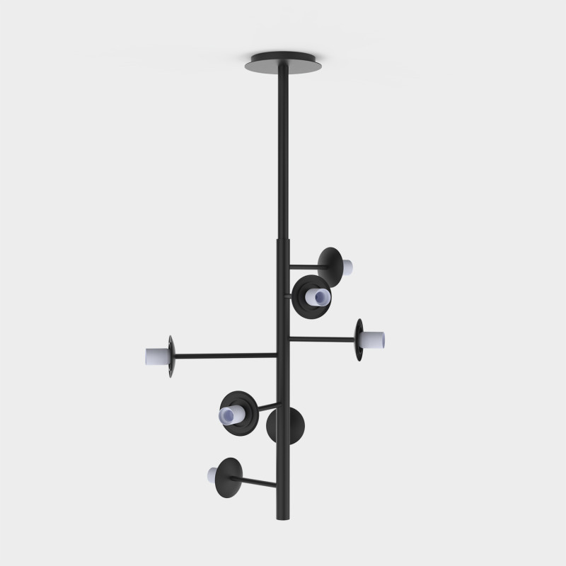 Parma Pendant lamp Matte Black, LED E27 7x15W, CL.I, Without glass shade