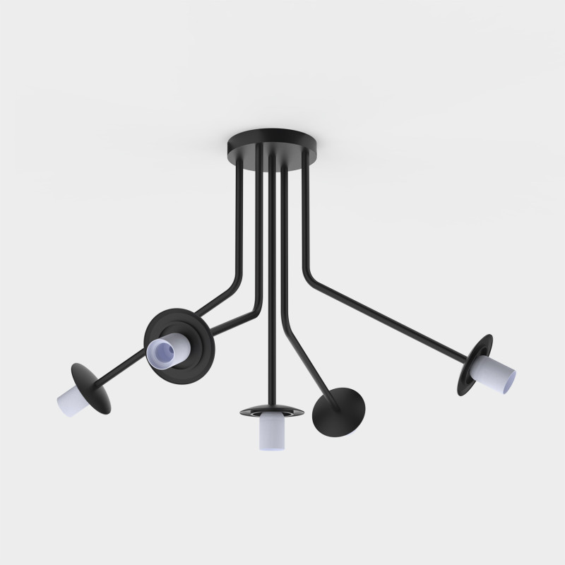 Parma Pendant lamp Matte Black, LED E27 5x15W, CL.I, Without glass shade