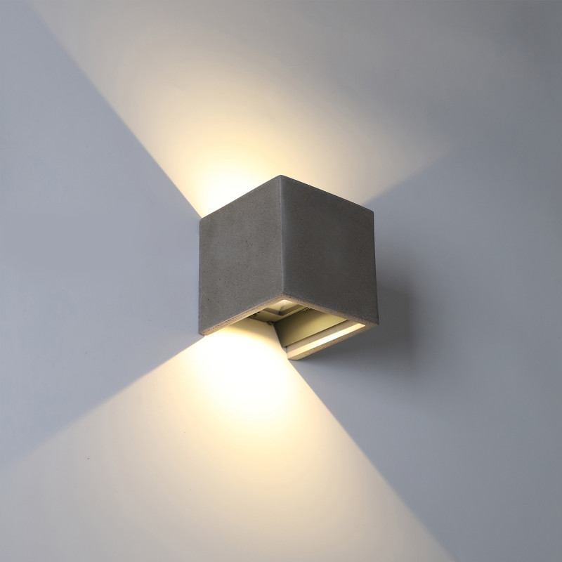 Perseo Wall Lamp Cement Grey, LED 8W 3000K 567lm, CRI90 CL.I IP65, Dim. Triac, ON-DEMAND **