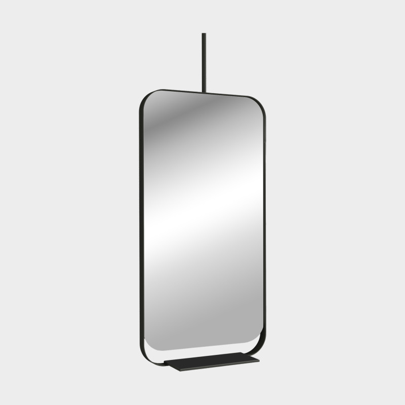 Shelf Mirror Matte Black, Without lighting