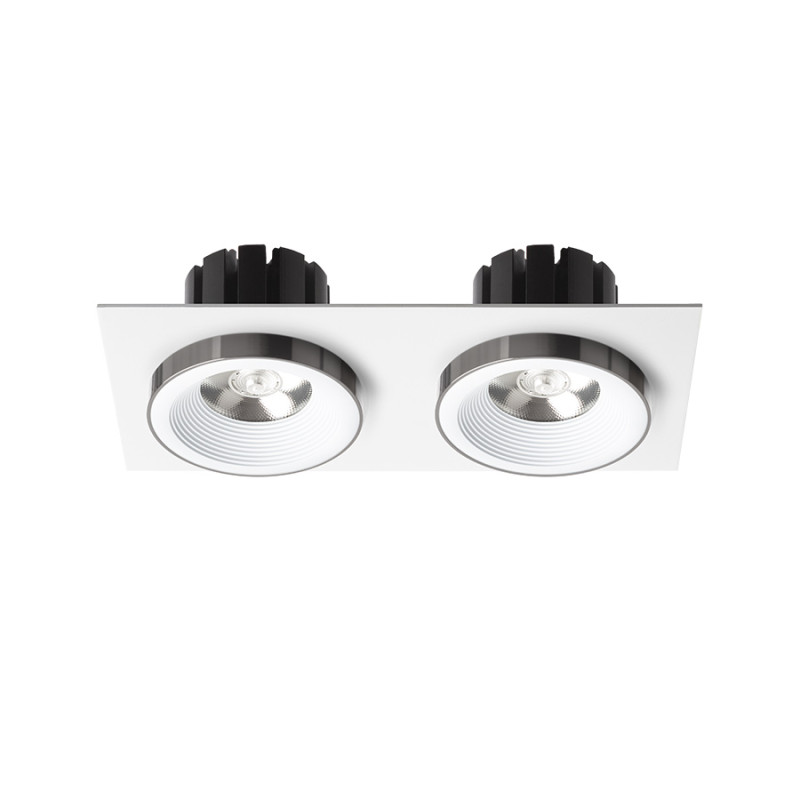RENDL RENDL SHARM SQ II zápustná bílá černý chrom 230V LED 2x10W 24° 3000K R14583