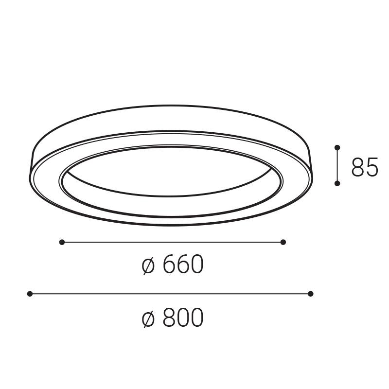 LED2 SATURN SLIM 80, B DALI/PUSH 60W 2700/3000K/4000K 1273773D