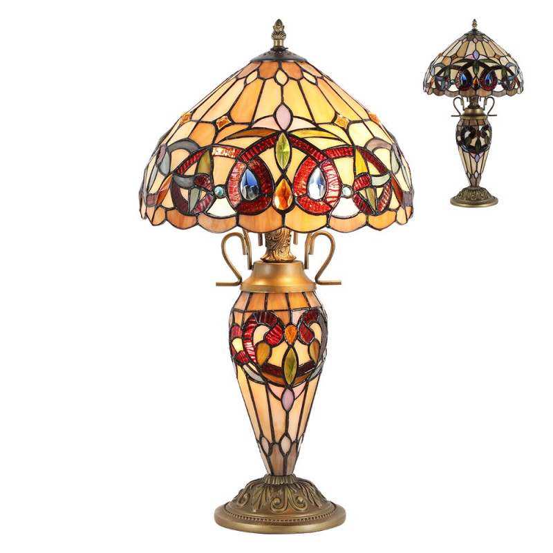 PREZENT TIFFANY XXI.2xE27/60W,1xE14/7W,TABLE BIG