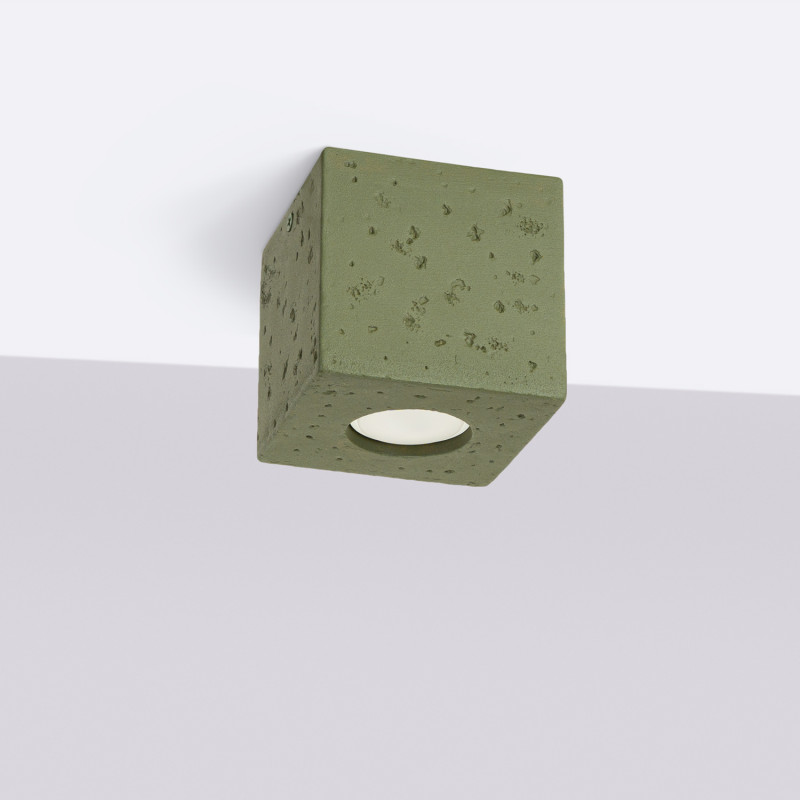 Sollux Stropné svietidlo QUAD betón olivovo zelená