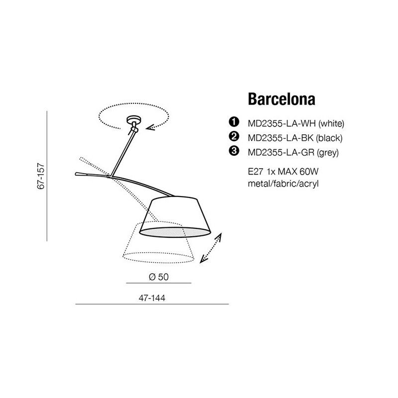 Azzardo Barcelona chrome/black AZ2288+AZ2590