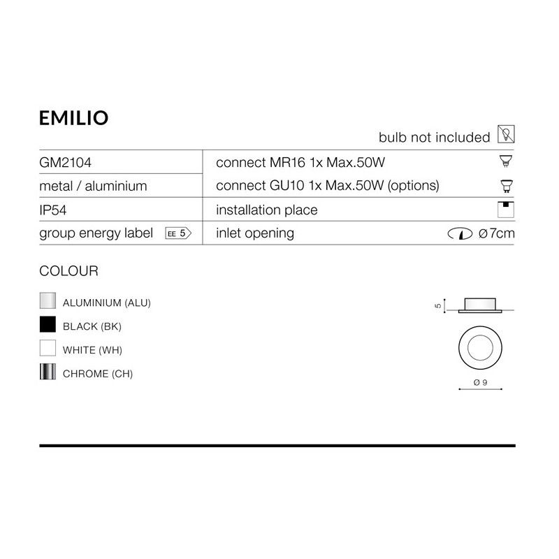 Azzardo zápustné bodové svietidlo EMILIO AZ0809