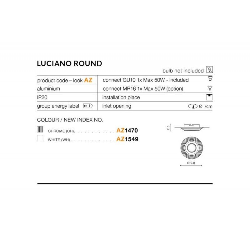 Azzardo Luciano round white AZ1549