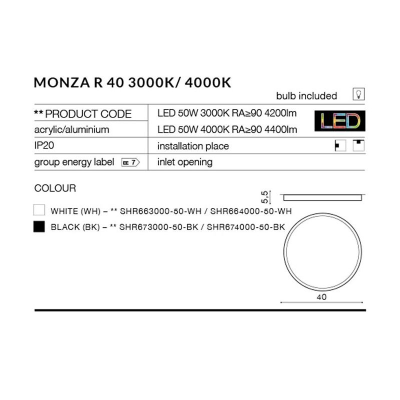 Azzardo Monza R 40 3000K black AZ2267