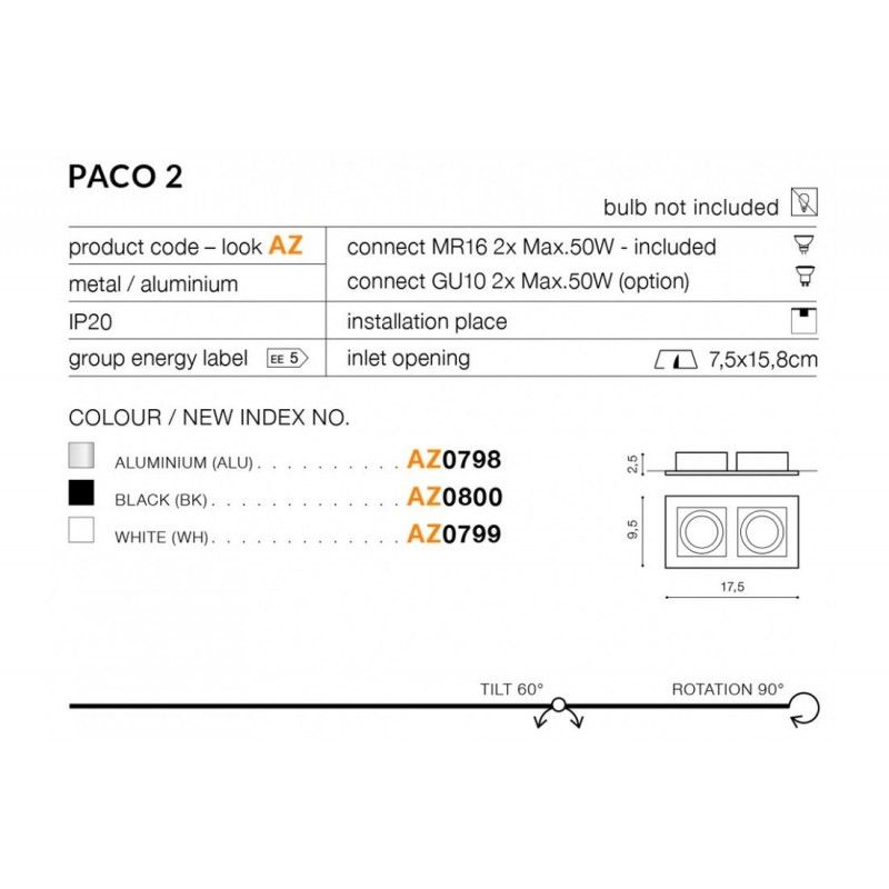 Azzardo zápustné bodové svietidlo PACO AZ0798