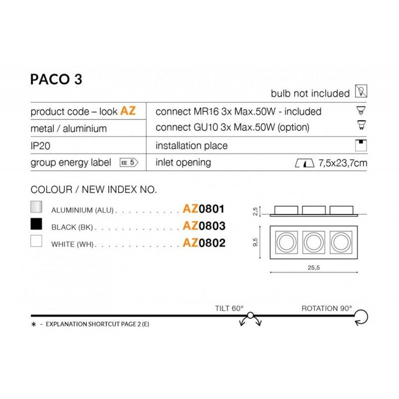 Azzardo zápustné bodové svietidlo PACO AZ0801