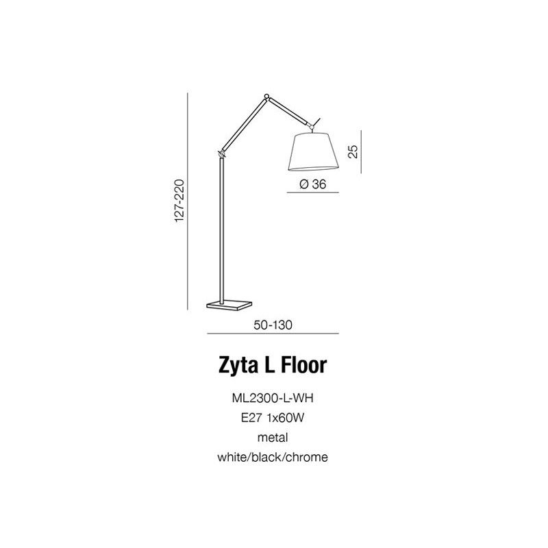 Azzardo Zyta L Floor BK ML2300-L-BK
