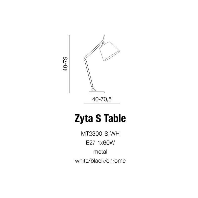 Azzardo Zyta S Table WH MT2300-S-WH