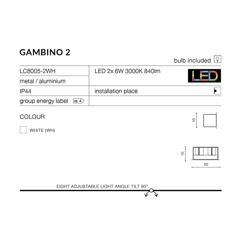 Azzardo nástenné svietidlo GAMBINO AZ1882