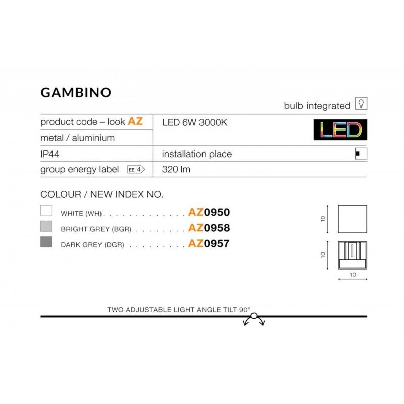 Azzardo nástenné svietidlo GAMBINO AZ0957