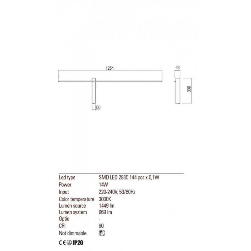 Redo Nástenná lampa TANGENT 01-2200