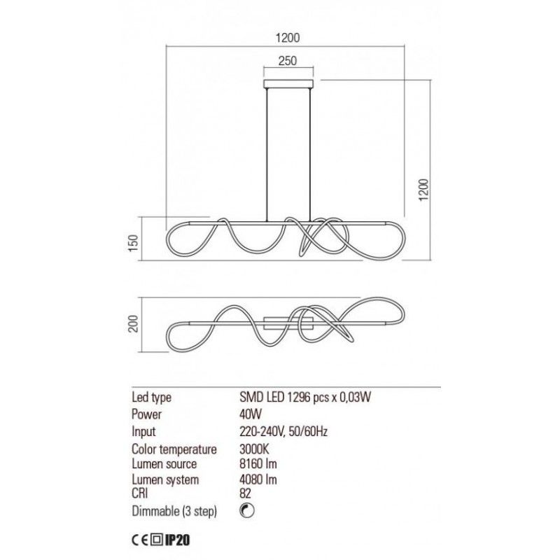 Redo závesná interiérová lampa CORRAL 01-2115