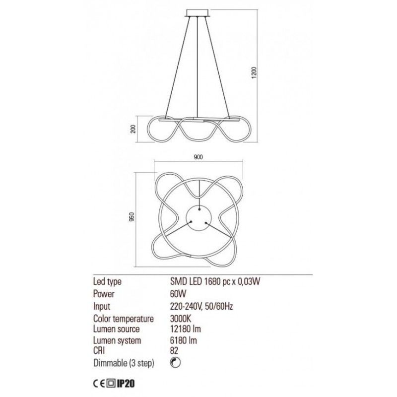 Redo závesná interiérová lampa CORRAL 01-2113