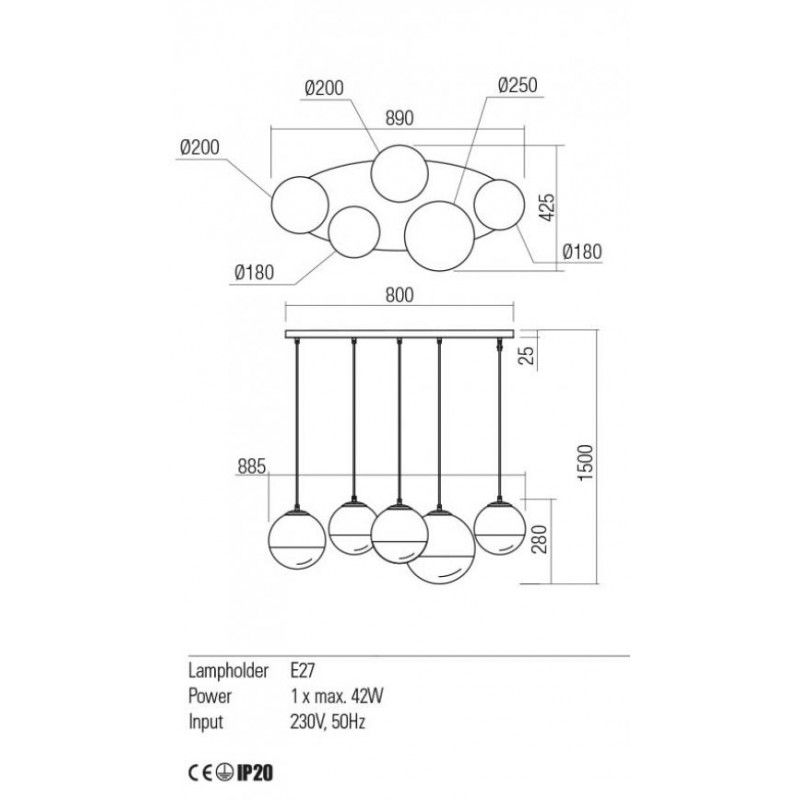 Redo závesná interiérová lampa BERRY 01-2272