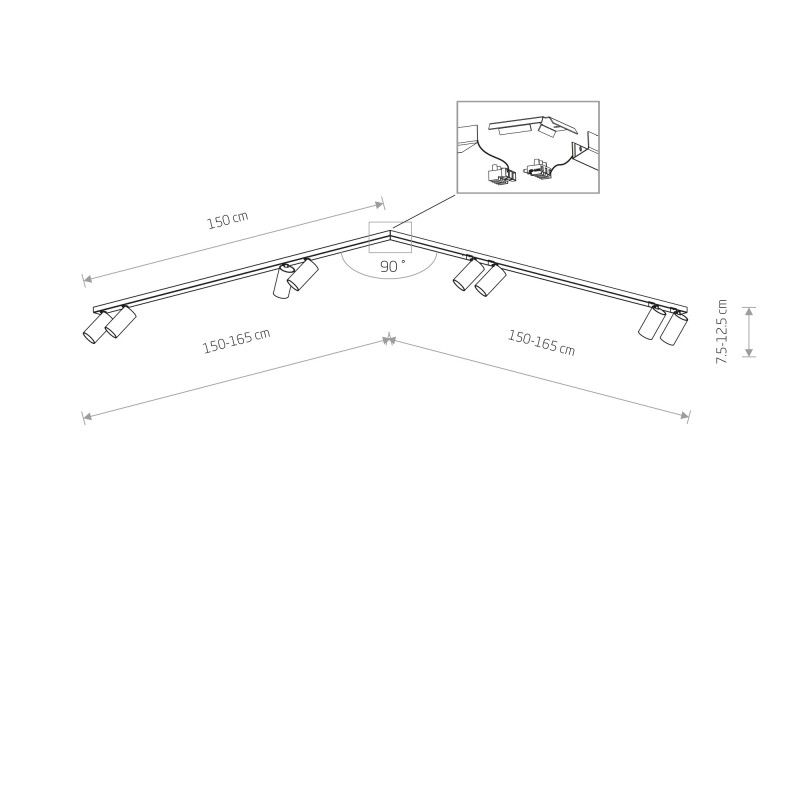 Nowodvorski MONO CORNER VIII 2x150 WHITE 7751