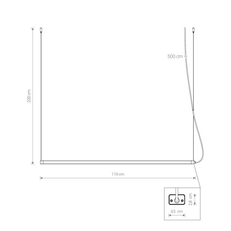 Nowodvorski lištové svietidlo závesné svietidlo CAMELEON H LED WH 8455, h200 cm