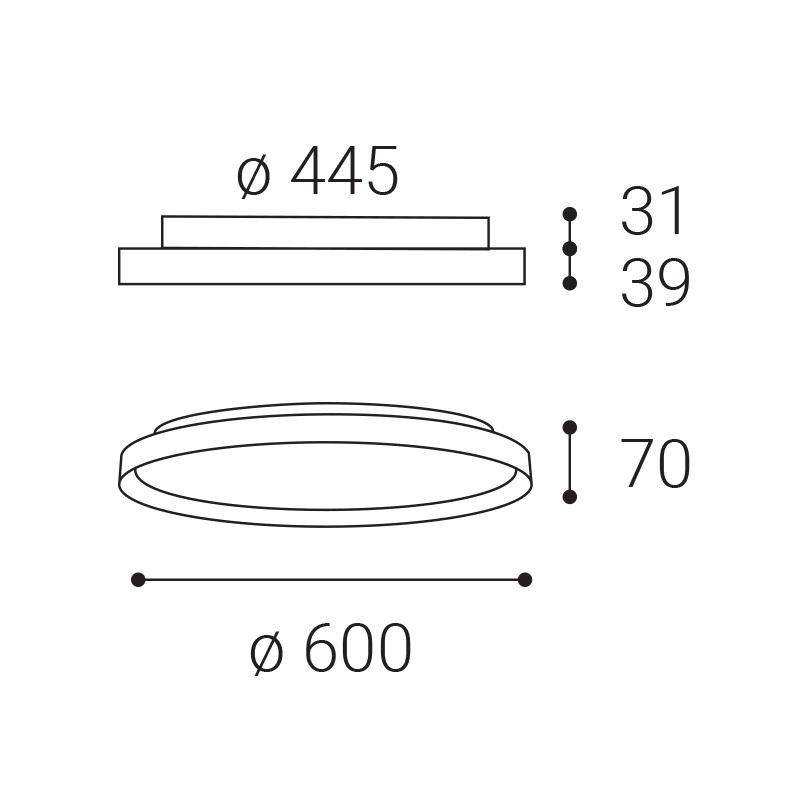 LED2 MOON 60, B DALI/PUSH DIM 60W 2CCT 3000K/4000K 1274953D