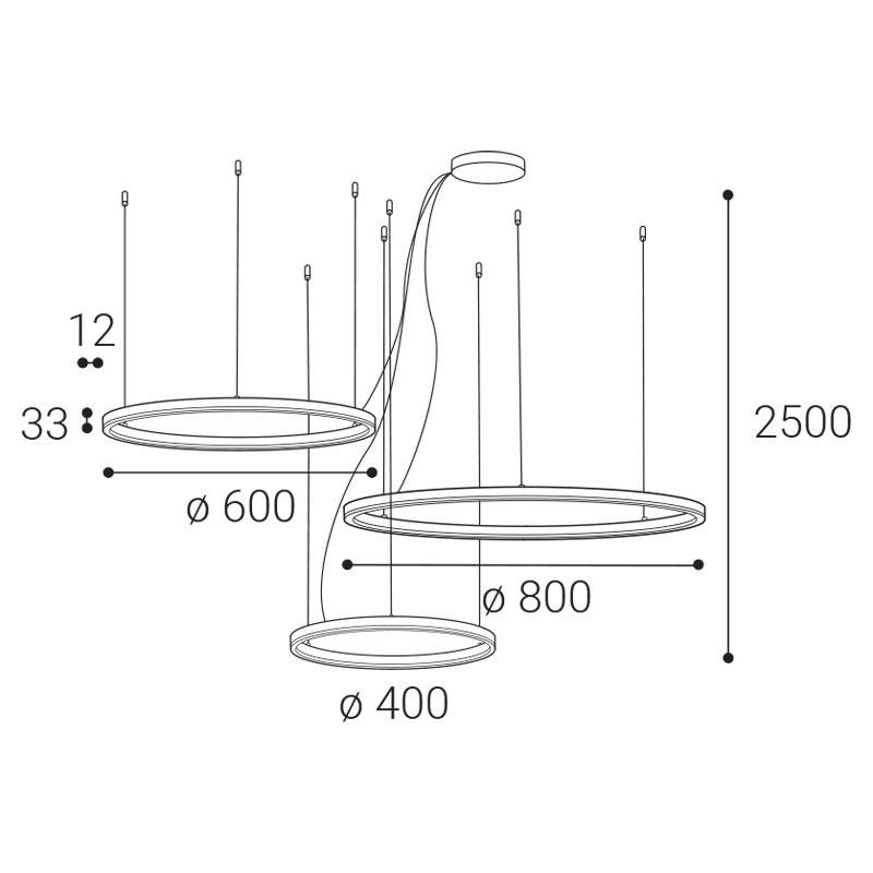 LED2 CIRCLE SET 3 P-Z, W DALI/PUSH DIM 136W 3000K/4000K 3274751D