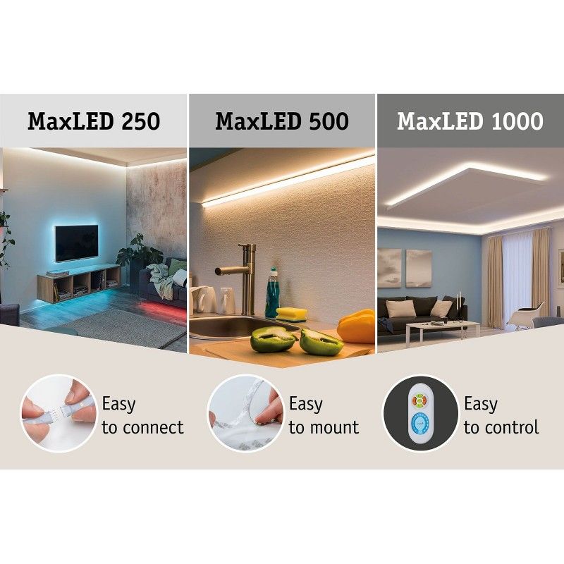 MaxLED 500 LED Strip Full-Line COB základní sada 3m 19W 480LEDs/m 2700K 36VA - PAULMANN