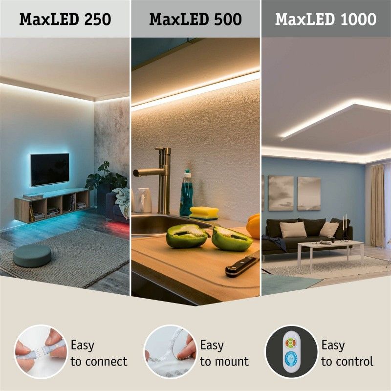 MaxLED 500 LED Strip Full-Line COB základní sada 1,5m 10W 600lm/m 480LEDs/m 6500K 25VA - PAULMANN