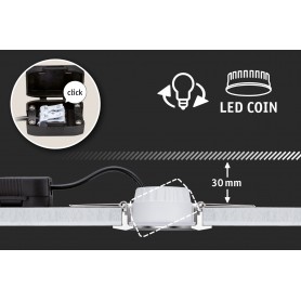 LED vestavné svítidlo 3-krokové-stmívatelné Turnal kruhové 60mm 90° Coin 6W 230V stmívatelné 2700K kov kartáčovaný -