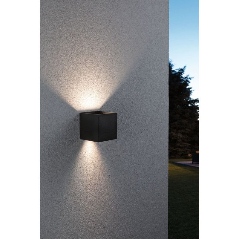 Domovní LED venkovní nástěnné svítidlo Smart Home Zigbee Cybo IP44 hranaté 100x100mm RGBW 2x2,5W 230V antracit hliník - 