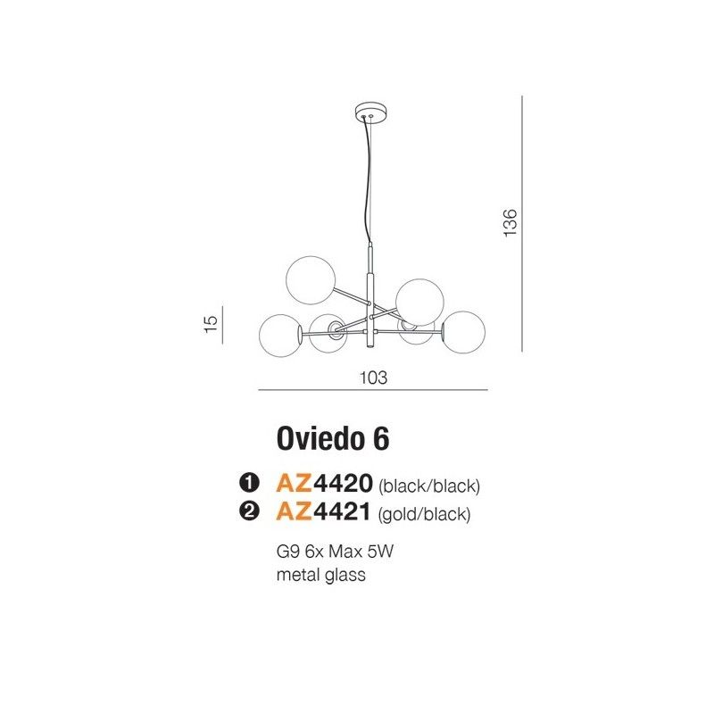 Azzardo OVIEDO 6 BK/BKAZ4420