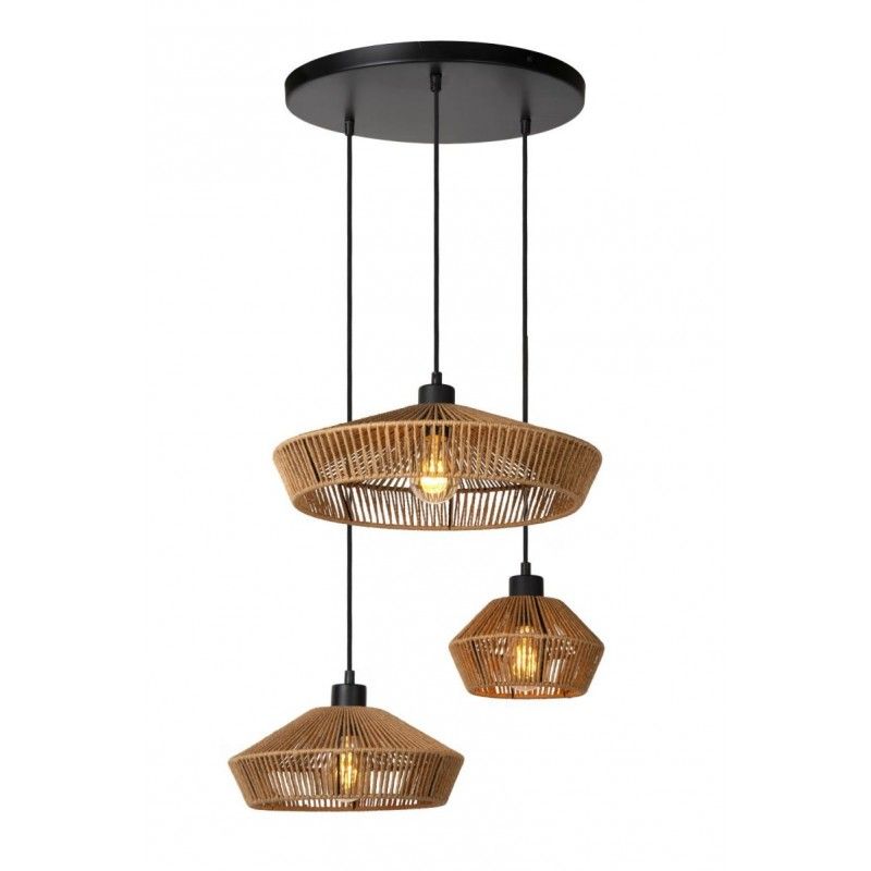Lucide Lucide YUNKAI - Pendant light - D60 cm - 3xE27 - Light wood 10413/03/72