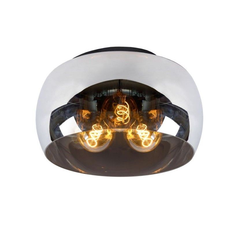 Lucide Lucide OLIVIA - Flush ceiling light - D40 cm - 3xE27 - Smoke Grey 45101/40/65
