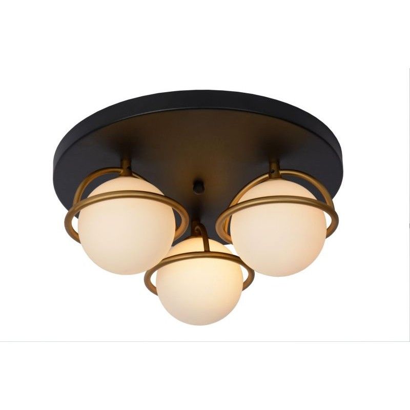 Lucide Lucide ISOBEL - Flush ceiling light Bathroom - D38 cm - 3xG9 - IP44 - Black 30167/03/30