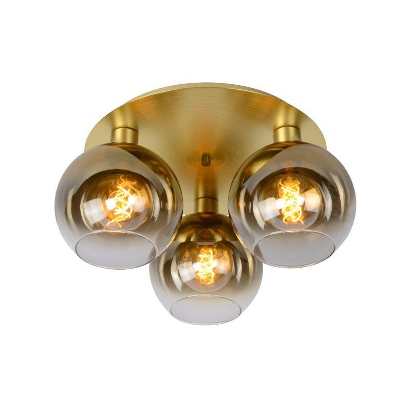 Lucide MARIUS Ceiling Light 3x E27 Satin Brass / Gold Gla 74114/03/02