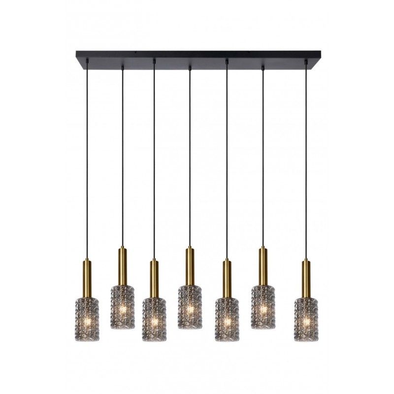 Lucide CORALIE Pendant 7xE27 Black/Clear Glass 45498/07/02